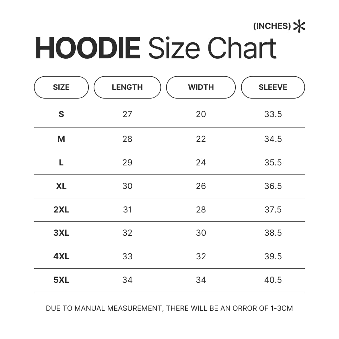 Hoodie Size Chart - Monty Python Merch