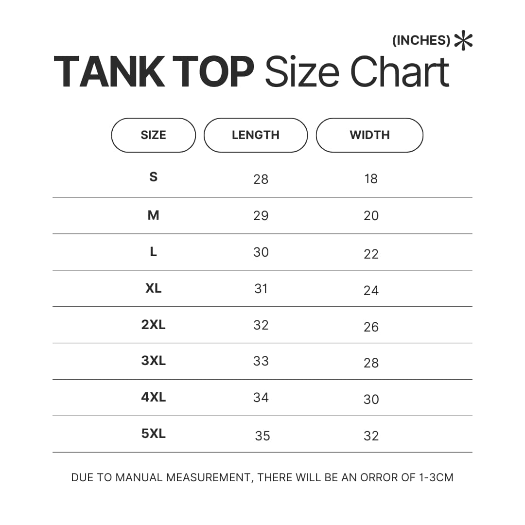Tank Top Size Chart - Monty Python Merch