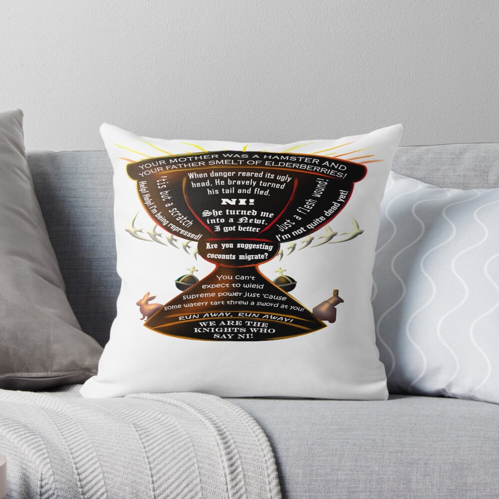 Monty Python Holy Grail Quotes Throw Pillow